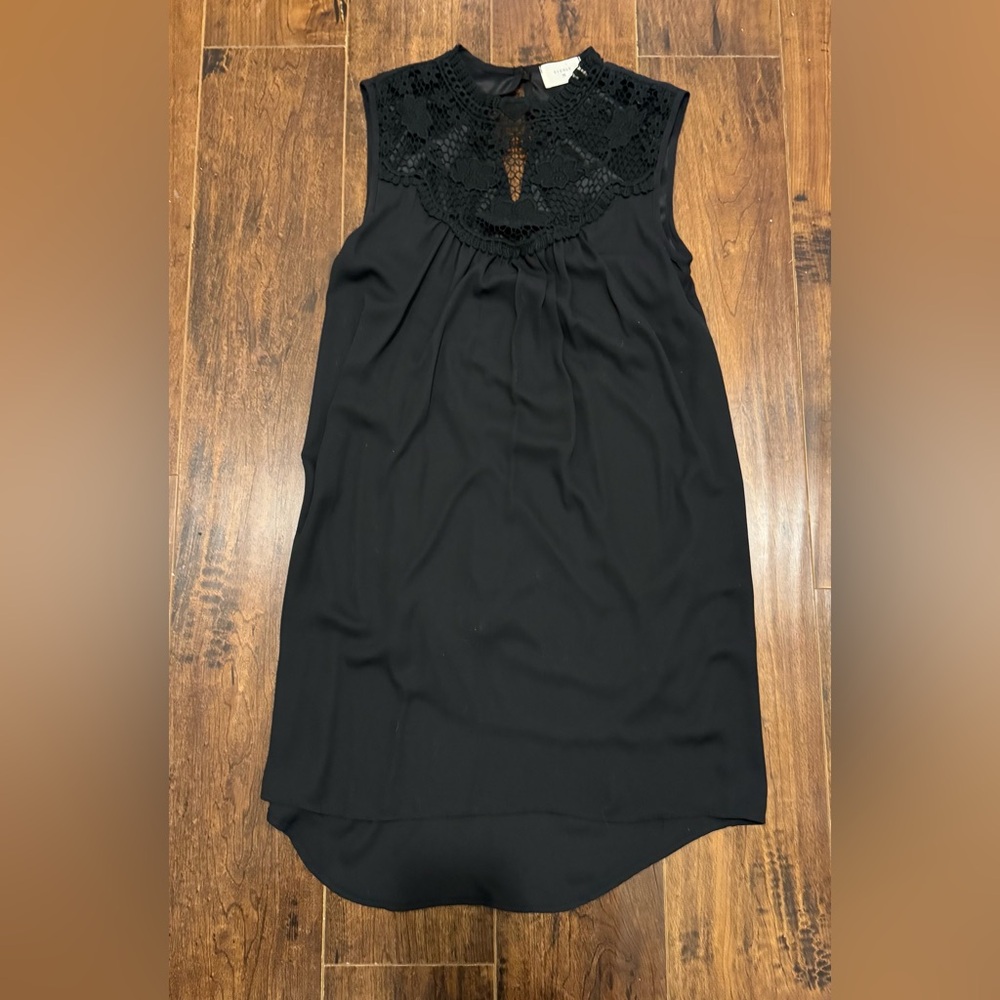 Anthropology Everly Black Lace Sleeveless Mini Dress Size Small
